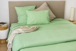 Drap housse en coton Lavé (180x200 cm - Vert clair)