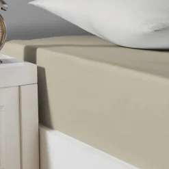 Drap housse en coton lavé biologique bonnet 30 cm Ficelle 180x200 cm ORGANIKA