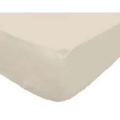 Drap housse en coton 140x190 cm PERCALE ecru, par Soleil d'ocre