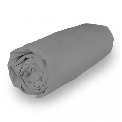 Drap housse en coton 160x200 cm PERCALE gris, par Soleil d'ocre