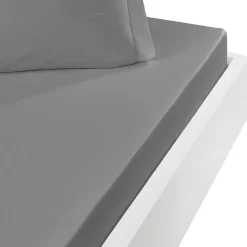 Drap housse en flanelle de coton bonnet 30 cm Gris Perle 160x200 cm KLAPPEN