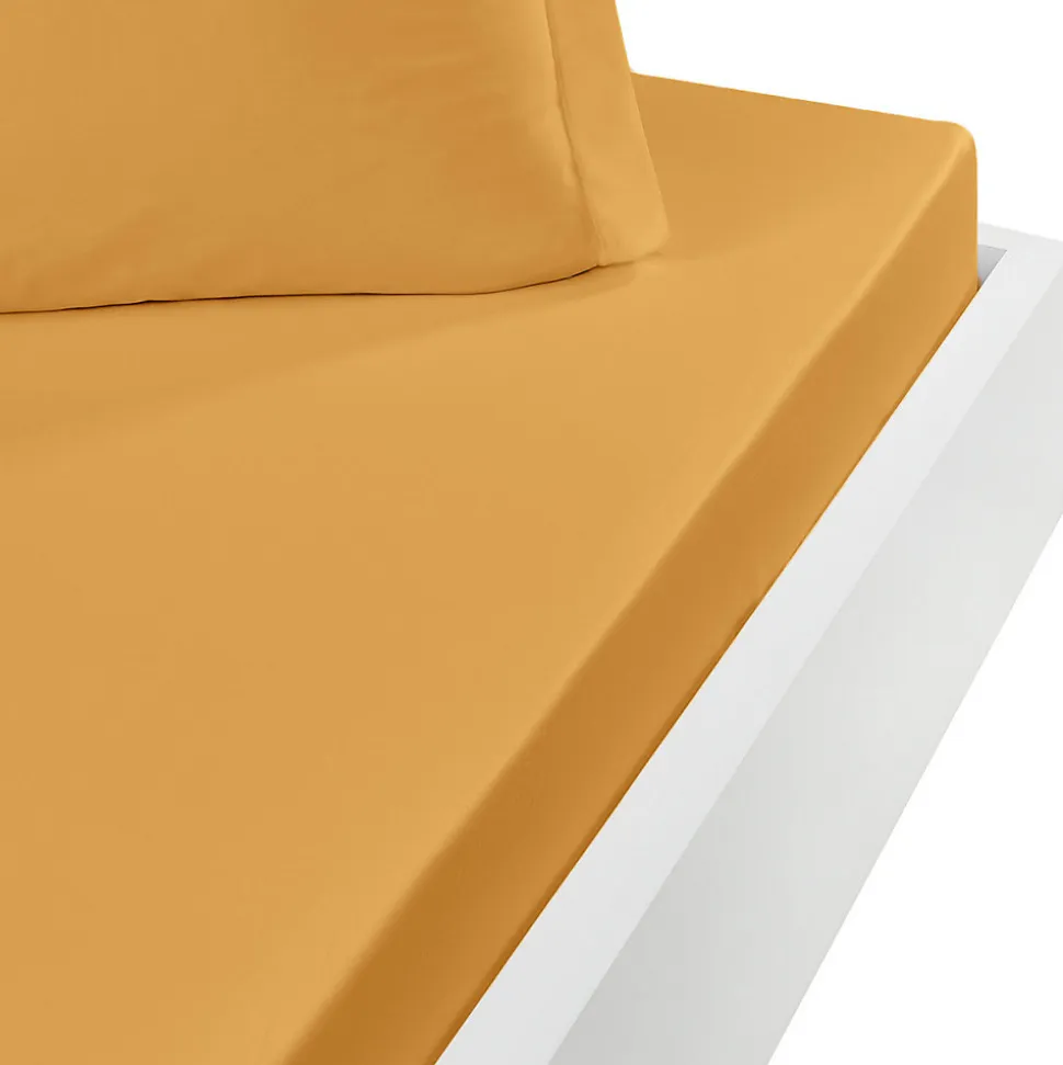 Drap housse en flanelle de coton bonnet 30 cm Caramel 180x200 cm KLAPPEN
