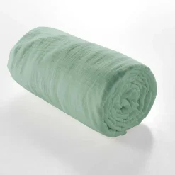 Drap Housse en gaze de coton (160x200 cm - Sauge)