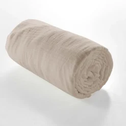 Drap Housse en gaze de coton (160x200 cm - Sable)