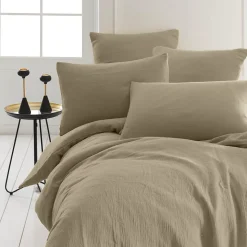 Drap housse en gaze de coton bonnet 30 cm Sable 160x200 cm LOFT