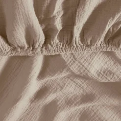 Drap housse en gaze de coton bonnet 30 cm Sable 160x200 cm LOFT