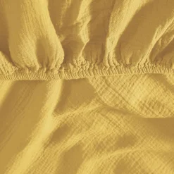 Drap housse en gaze de coton bonnet 30 cm Miel 80x200 cm LOFT