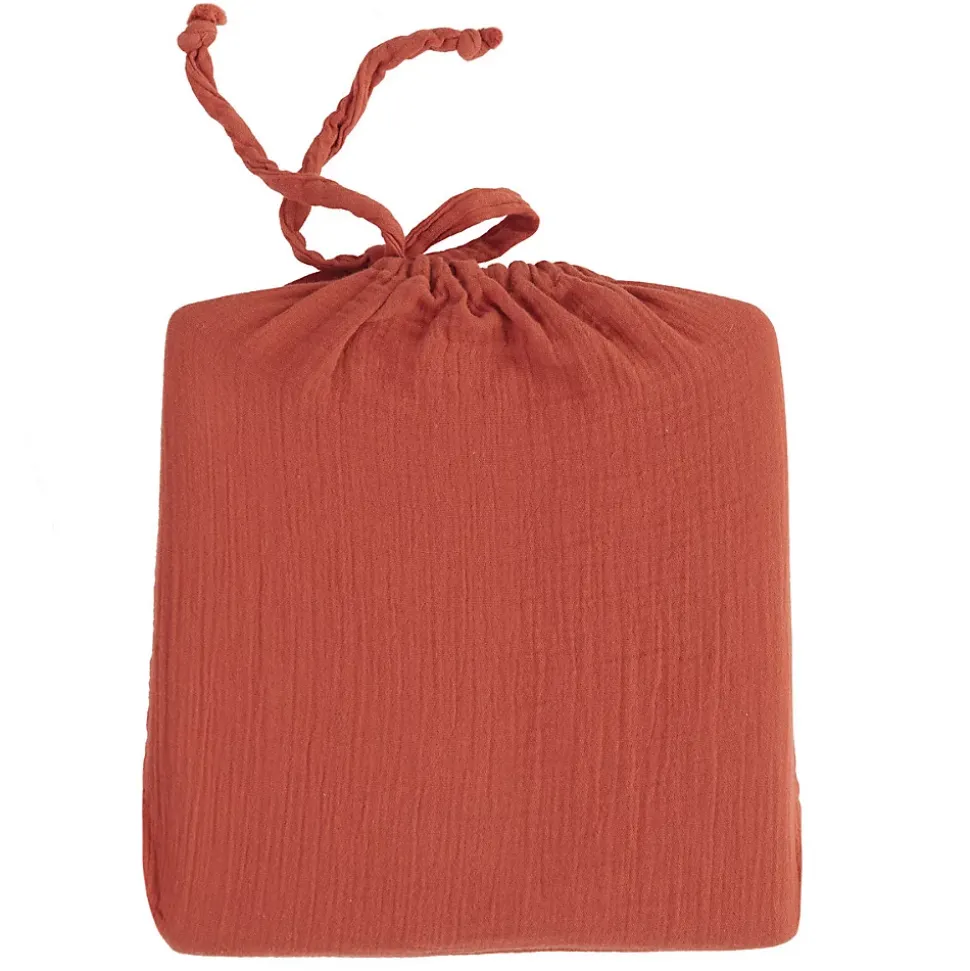 Drap housse en gaze de coton bonnet 30 cm Terracota 140x200 cm LOFT