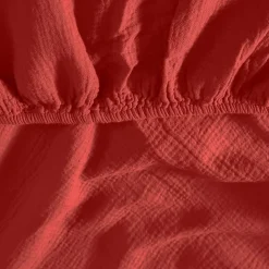 Drap housse en gaze de coton bonnet 30 cm Terracota 140x200 cm LOFT