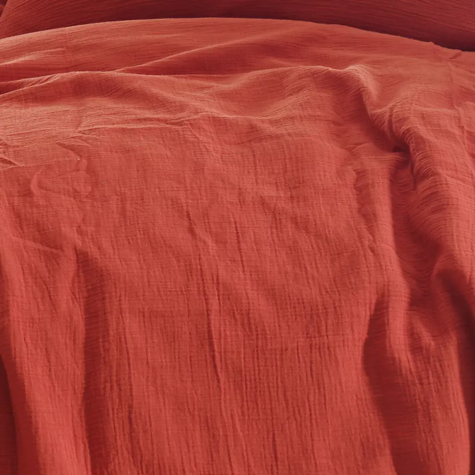 Drap housse en gaze de coton bonnet 30 cm Terracota 140x200 cm LOFT