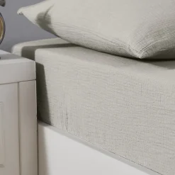 Drap housse en gaze de coton bonnet 30 cm Gris Perle 180x200 cm LOFT