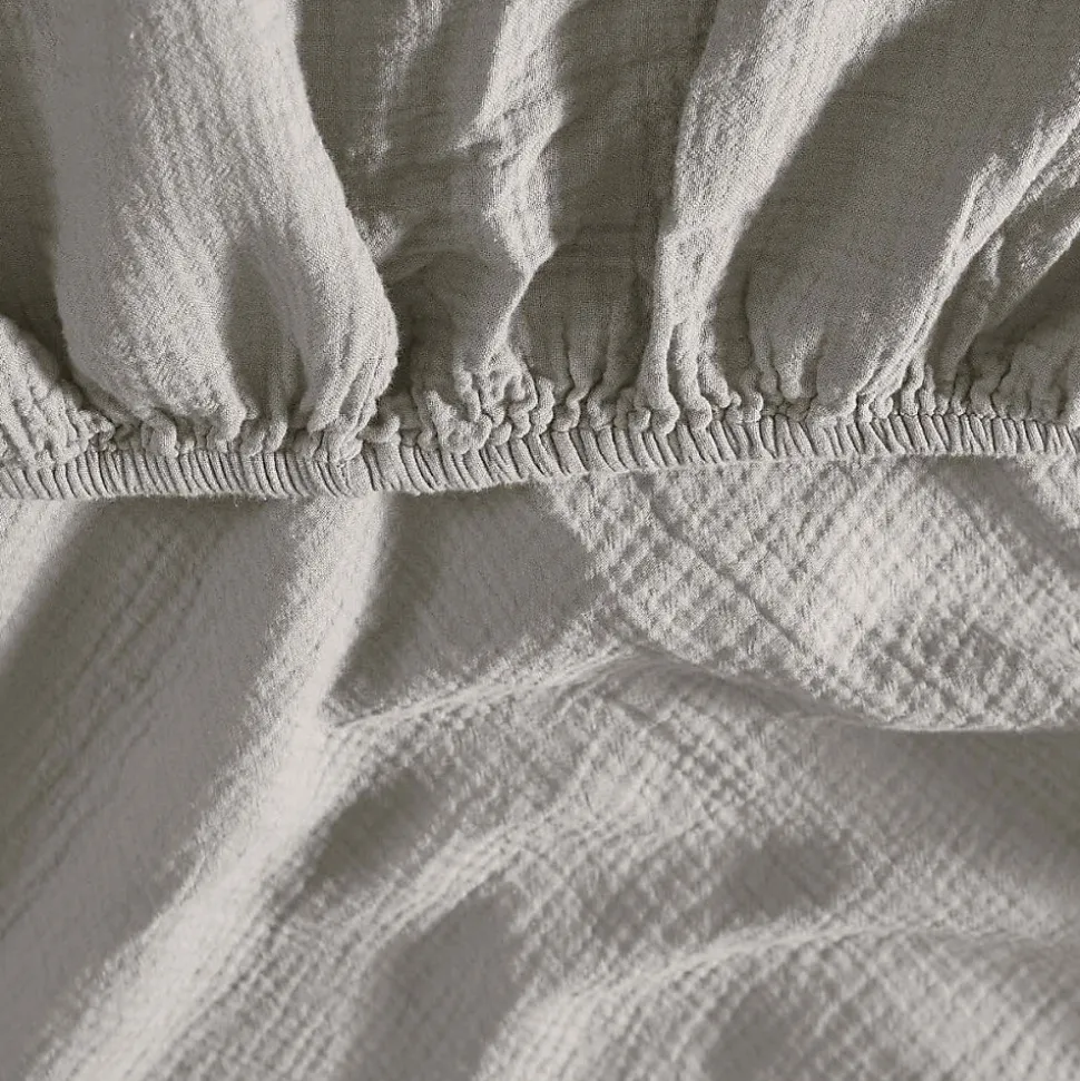 Drap housse en gaze de coton bonnet 30 cm Gris Perle 180x200 cm LOFT