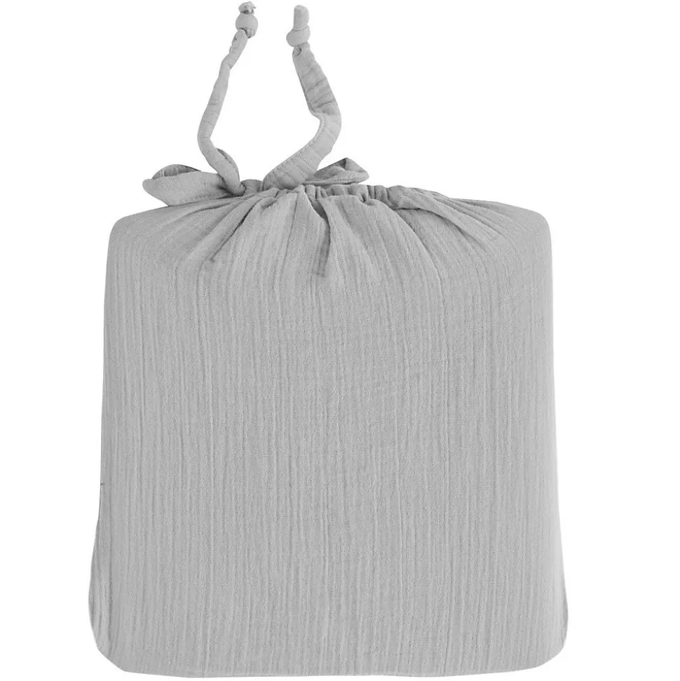 Drap housse en gaze de coton bonnet 30 cm Gris Perle 180x200 cm LOFT
