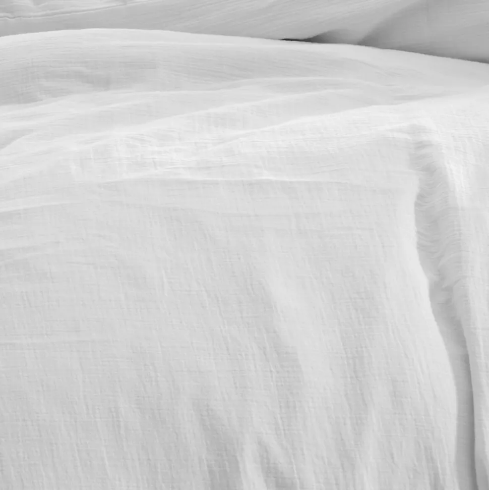 Drap housse en gaze de coton bonnet 30 cm Blanc 140x200 cm LOFT