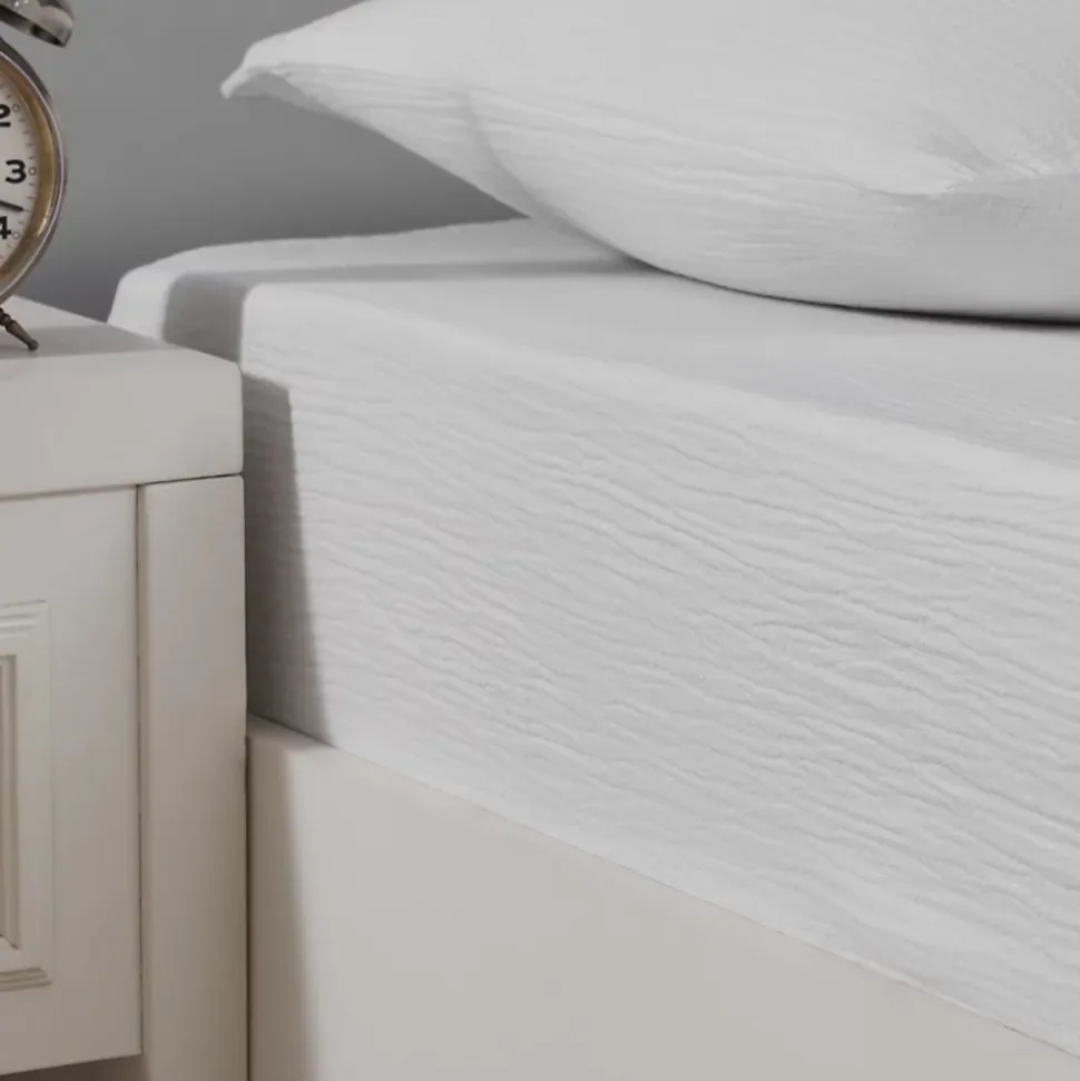 Drap housse en gaze de coton bonnet 30 cm Blanc 140x200 cm LOFT