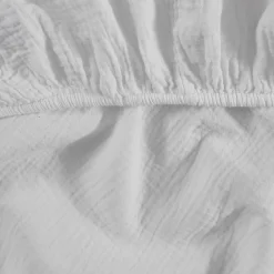 Drap housse en gaze de coton bonnet 30 cm Blanc 140x200 cm LOFT