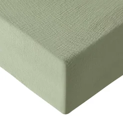 Drap housse en gaze de coton bonnet 30 cm Sauge 160x200 cm LOFT