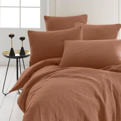 Drap housse en gaze de coton bonnet 30 cm Brique 160x200 cm LOFT