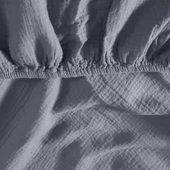Drap housse en gaze de coton bonnet 30 cm Ardoise 160x200 cm LOFT