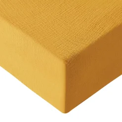 Drap housse en gaze de coton bonnet 30 cm Caramel 180x200 cm LOFT