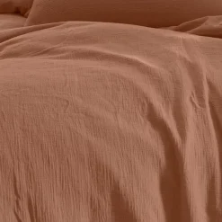 Drap housse en gaze de coton bonnet 30 cm Brique 140x200 cm LOFT