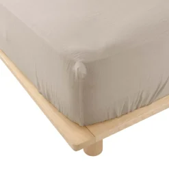 Drap housse en gaze de coton 160 x 200 cm Tendance uni sable