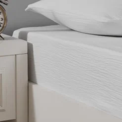 Drap housse en gaze de coton bonnet 30 cm Blanc 80x200 cm LOFT