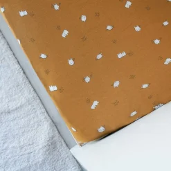 Drap housse en jersey de coton motif enfantin (70x140 cm - Bronze)