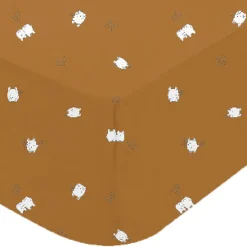 Drap housse en jersey de coton motif enfantin (70x140 cm - Bronze)