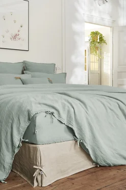 Drap Housse en Lin Lavé 140 x 190 cm Caramel