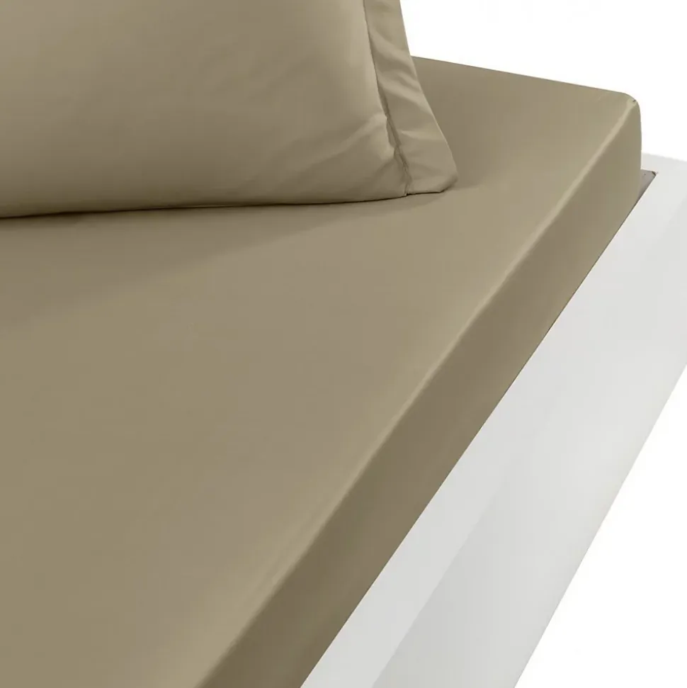 Drap housse en percale de coton bonnet 30 cm Taupe 90x200 cm SOFT PERCALE