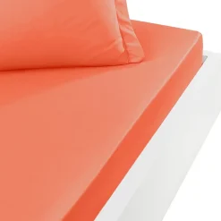 Drap housse en percale de coton bonnet 30 cm Corail 140x200 cm SOFT PERCALE