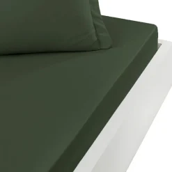 Drap housse en percale de coton bonnet 30 cm Eucalyptus 120x190 cm SOFT PERCALE