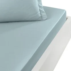 Drap housse en percale de coton bonnet 30 cm Bleu Arctic 140x200 cm SOFT PERCALE