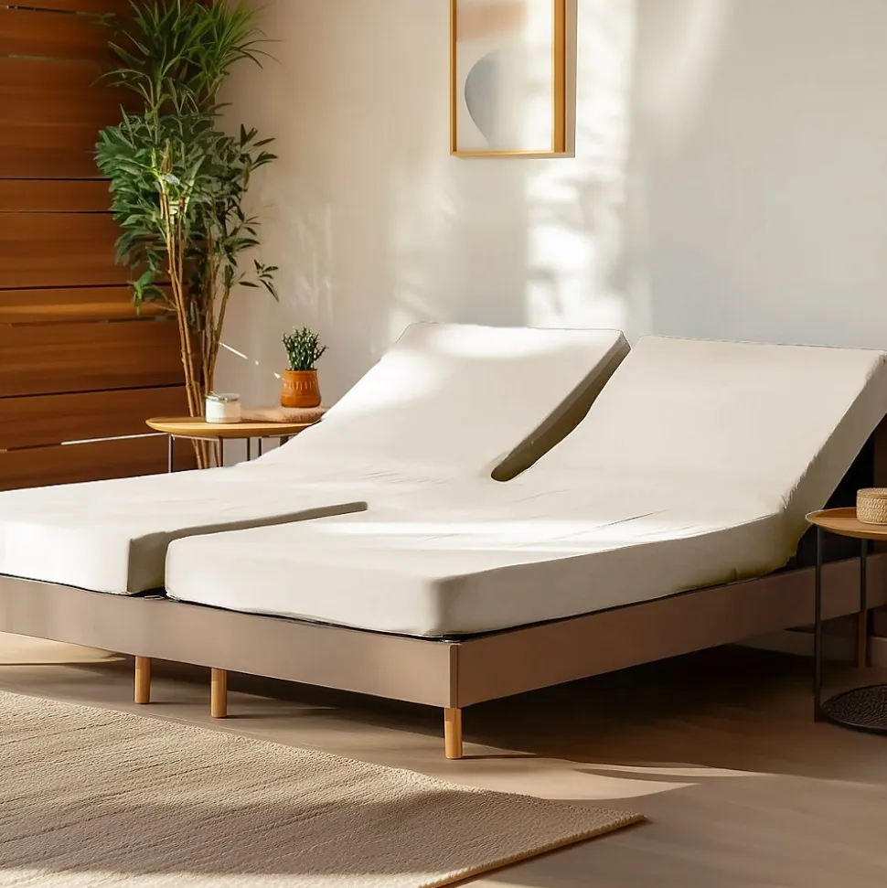 Drap housse en percale de coton pour lit articulé Ecru 180x200 cm SOFT PERCALE