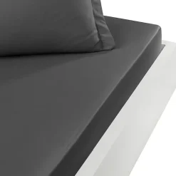 Drap housse en percale de coton bonnet 30 cm Anthracite 140x190 cm SOFT PERCALE