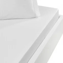 Drap housse en percale de coton bonnet 30 cm Blanc 140x200 cm SOFT PERCALE
