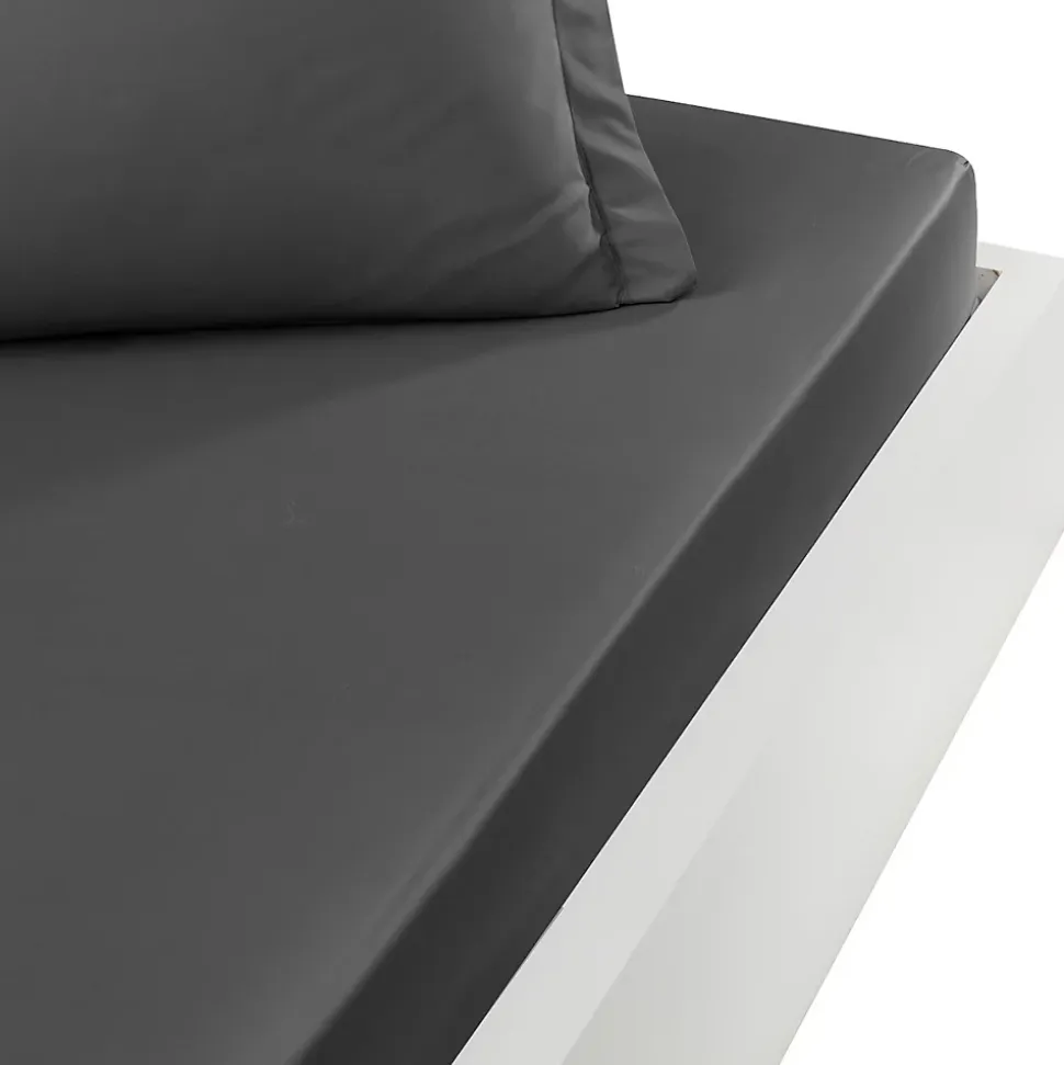 Drap housse en percale de coton bonnet 30 cm Anthracite 80x200 cm SOFT PERCALE