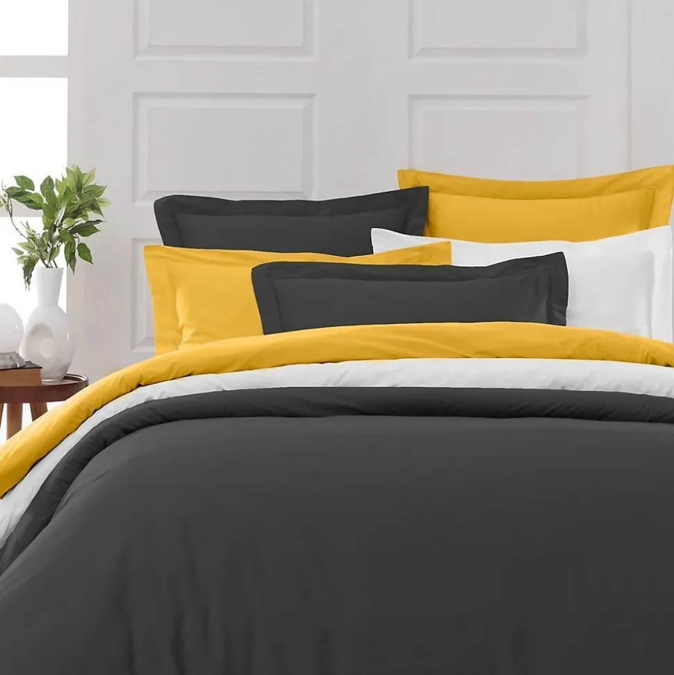 Drap housse en percale de coton bonnet 30 cm Anthracite 90x190 cm SOFT PERCALE