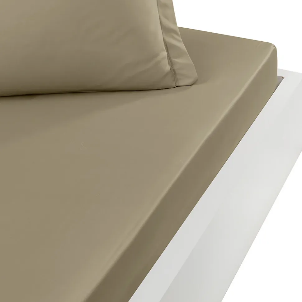Drap housse en percale de coton pour lit articulé Taupe 180x200 cm SOFT PERCALE