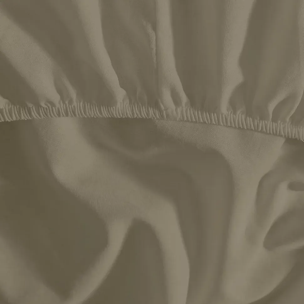 Drap housse en percale de coton pour lit articulé Taupe 180x200 cm SOFT PERCALE