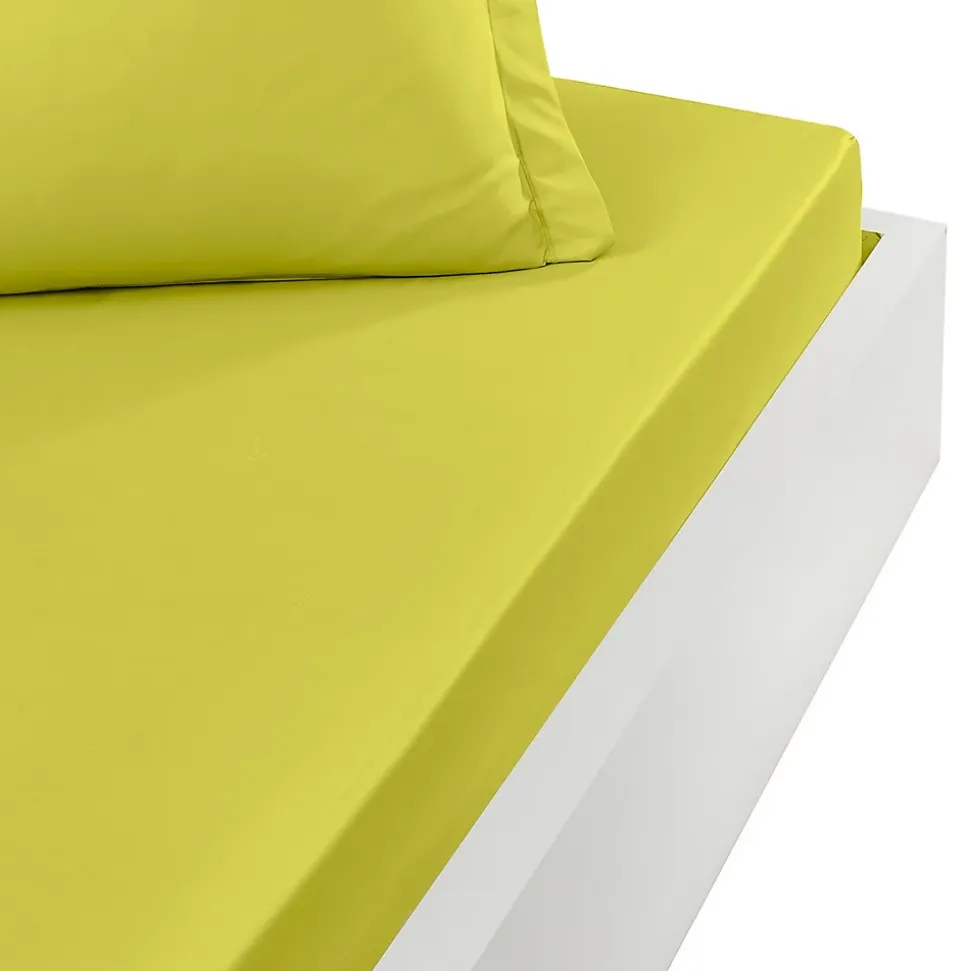 Drap housse en percale de coton bonnet 30 cm Citronelle 80x200 cm SOFT PERCALE