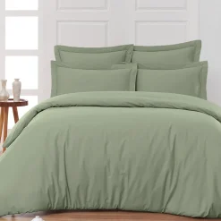 Drap housse en percale de coton bonnet 30 cm Sauge 80x200 cm SOFT PERCALE