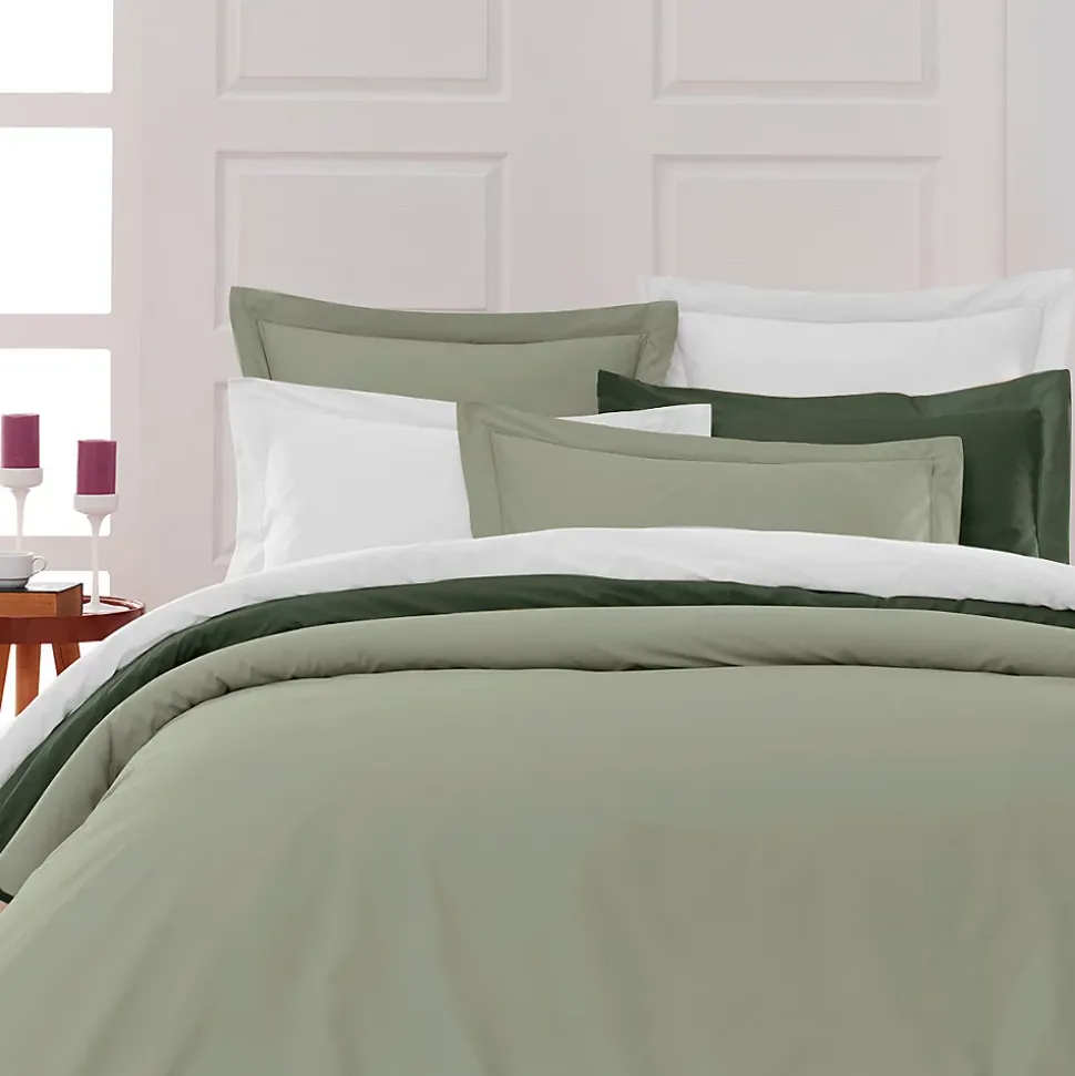 Drap housse en percale de coton bonnet 30 cm Sauge 80x200 cm SOFT PERCALE