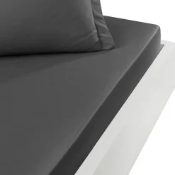 Drap housse en percale de coton bonnet 30 cm Anthracite 160x200 cm SOFT PERCALE