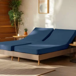 Drap housse en percale de coton pour lit articulé Indigo 180x200 cm SOFT PERCALE