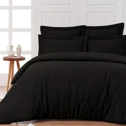 Drap housse en percale de coton bonnet 30 cm Noir 140x200 cm SOFT PERCALE