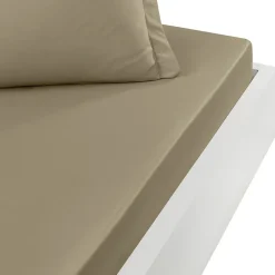 Drap housse en percale de coton pour lit articulé Taupe 160x200 cm SOFT PERCALE