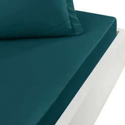 Drap housse en percale de coton bonnet 30 cm Petrol 160x200 cm SOFT PERCALE