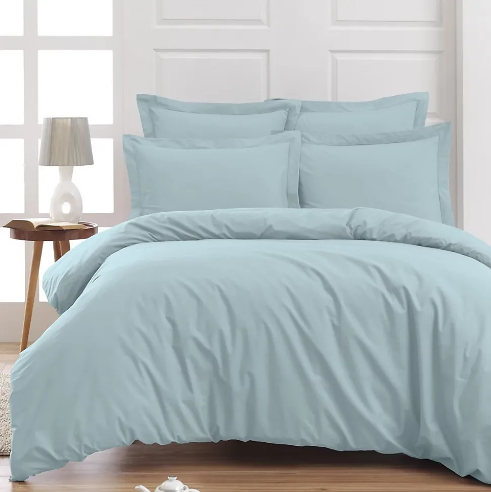 Drap housse en percale de coton bonnet 30 cm Bleu Arctic 140x190 cm SOFT PERCALE